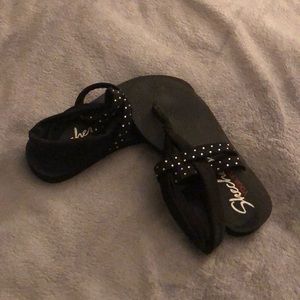 Black Rhinestone Skechers Yoga Foam Sandals